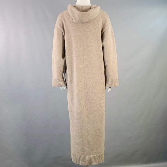 THE ROW Size M/L Ieva Heather Beige Cashmere Knit Hooded Maxi Dress - Picture 4 of 7